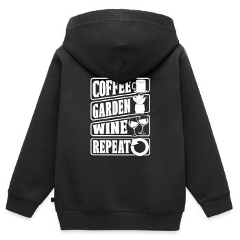Café Café Jardin Café Vin - Sweat Premium à capuche zippé enfant bio - noir - Dos - AI Model Kid Male (0cm)