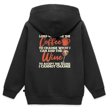 Café Café Witzig Café Vin - Sweat Premium à capuche zippé enfant bio - noir - Dos - AI Model Kid Male (0cm)