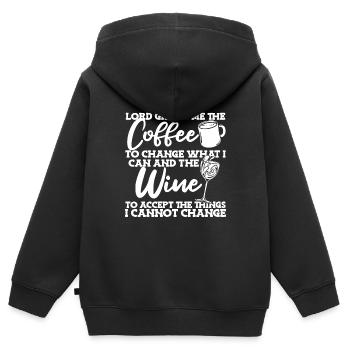 Café Café Café Vin - Sweat Premium à capuche zippé enfant bio - noir - Dos - AI Model Kid Male (0cm)