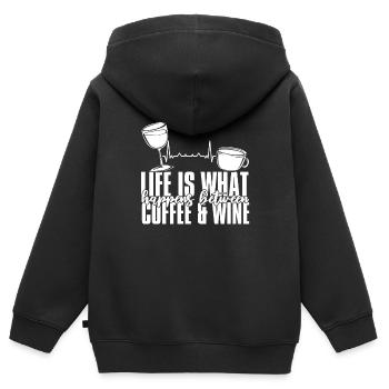 Café Café Café Vin - Sweat Premium à capuche zippé enfant bio - noir - Dos - AI Model Kid Male (0cm)