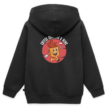 Café Café Café Vin - Sweat Premium à capuche zippé enfant bio - noir - Dos - AI Model Kid Male (0cm)