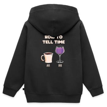 Café Café Café Vin - Sweat Premium à capuche zippé enfant bio - noir - Dos - AI Model Kid Male (0cm)