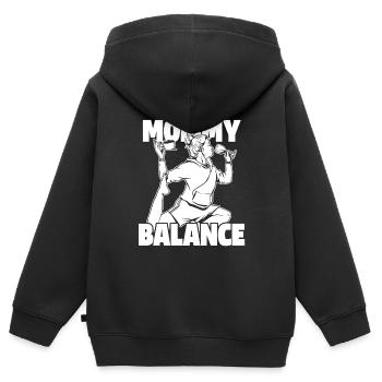 Café Café Mère Café Vin - Sweat Premium à capuche zippé enfant bio - noir - Dos - AI Model Kid Male (0cm)