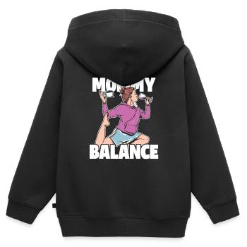 Café Café Mère Café Vin - Sweat Premium à capuche zippé enfant bio - noir - Dos - AI Model Kid Male (0cm)