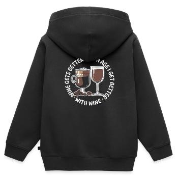 Café Café Lustig Café Vin - Sweat Premium à capuche zippé enfant bio - noir - Dos - AI Model Kid Male (0cm)
