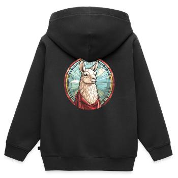 Christian Christianity Lama - Kids Premium Organic Zip-up Hoodie - black - Back - AI Model Kid Male (0cm)