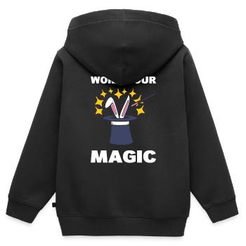 Zauberhut mit Kaninchen Entertainer Zauberer - Kinder Premium Organic Zip Hoodie - Schwarz - Hinten - AI Model Kid Male (0cm)