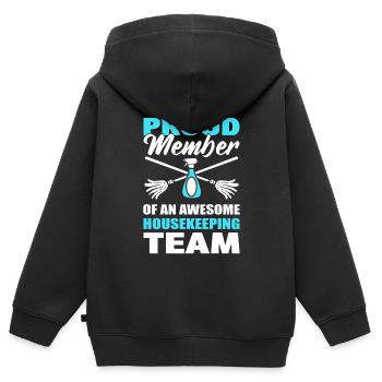 Haushaltshumor Zimmermädchen - Kinder Premium Organic Zip Hoodie - Schwarz - Hinten - AI Model Kid Male (0cm)