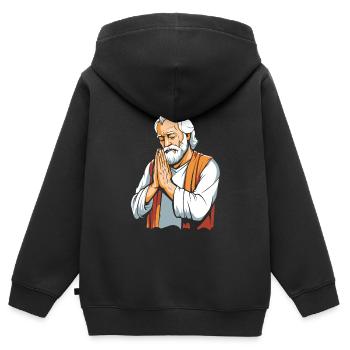 Christ Christentum Beten - Kinder Premium Organic Zip Hoodie - Schwarz - Hinten - AI Model Kid Male (0cm)