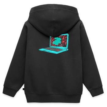 Développeur, Codeur, Programmeur - Sweat Premium à capuche zippé enfant bio - noir - Dos - AI Model Kid Male (0cm)