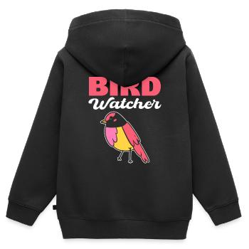 Bird Watcher Vogelbegeisterte - Kinder Premium Organic Zip Hoodie - Schwarz - Hinten - AI Model Kid Male (0cm)
