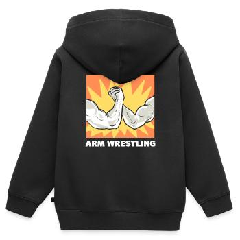 Arm Wrestling Arm drücken - Kinder Premium Organic Zip Hoodie - Schwarz - Hinten - AI Model Kid Male (0cm)