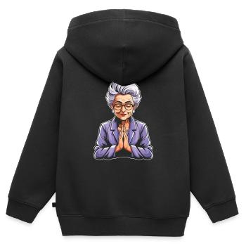 Christian Christianity Granny - Kids Premium Organic Zip-up Hoodie - black - Back - AI Model Kid Male (0cm)
