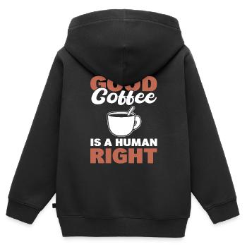 Kaffeetrinker Kaffeeliebhaber - Kinder Premium Organic Zip Hoodie - Schwarz - Hinten - AI Model Kid Male (0cm)