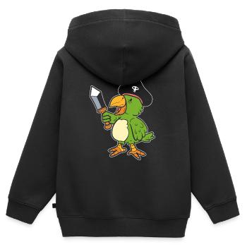 Papageipirat Ornithologe - Kinder Premium Organic Zip Hoodie - Schwarz - Hinten - AI Model Kid Male (0cm)