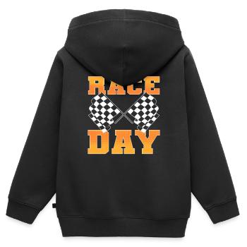Renntag Rennfahrer - Kinder Premium Organic Zip Hoodie - Schwarz - Hinten - AI Model Kid Male (0cm)