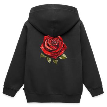 Rote Rose Goth - Kinder Premium Organic Zip Hoodie - Schwarz - Hinten - AI Model Kid Male (0cm)