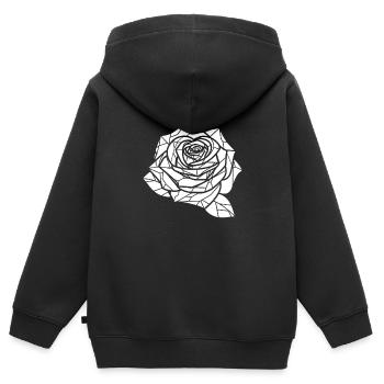 Rote Rose Goth - Kinder Premium Organic Zip Hoodie - Schwarz - Hinten - AI Model Kid Male (0cm)
