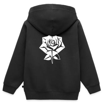 Rote Rose Goth - Kinder Premium Organic Zip Hoodie - Schwarz - Hinten - AI Model Kid Male (0cm)