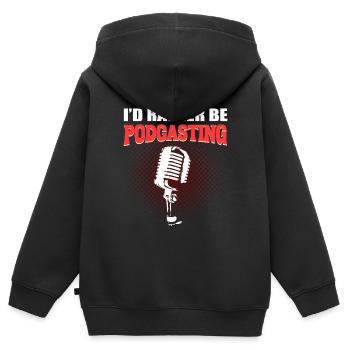 Podcast -Mikrofon Podcast -Editor - Kinder Premium Organic Zip Hoodie - Schwarz - Hinten - AI Model Kid Male (0cm)