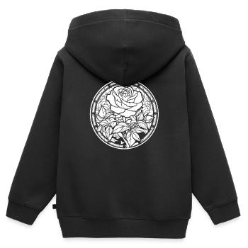 Rote Rose Goth - Kinder Premium Organic Zip Hoodie - Schwarz - Hinten - AI Model Kid Male (0cm)