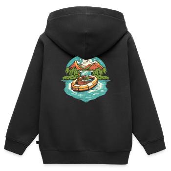 Rafting - Sweat Premium à capuche zippé enfant bio - noir - Dos - AI Model Kid Male (0cm)
