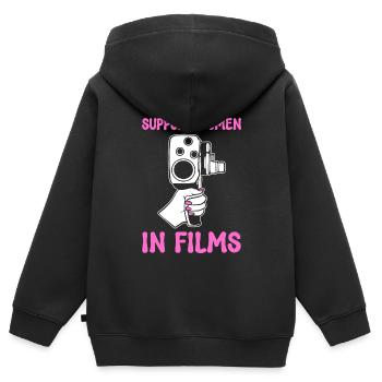 Lustiger Filmproduzent Filmemacher - Kinder Premium Organic Zip Hoodie - Schwarz - Hinten - AI Model Kid Male (0cm)