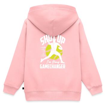 Lustiger Baseball - Kinder Premium Organic Zip Hoodie - Rosa - Hinten - AI Model Kid Female (0cm)