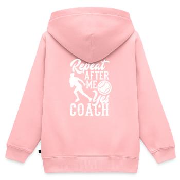 Lustiger Baseball - Kinder Premium Organic Zip Hoodie - Rosa - Hinten - AI Model Kid Female (0cm)
