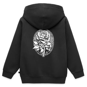 Rote Rose Goth - Kinder Premium Organic Zip Hoodie - Schwarz - Hinten - AI Model Kid Male (0cm)