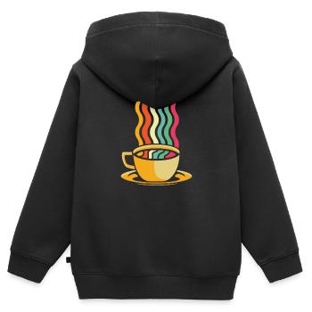 Kaffee Cafe - Kinder Premium Organic Zip Hoodie - Schwarz - Hinten - AI Model Kid Male (0cm)