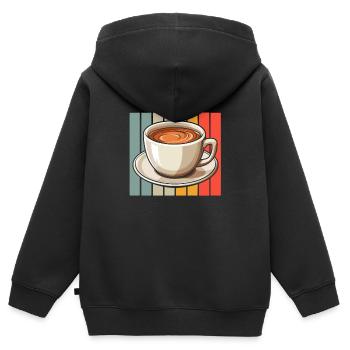 Kaffee Cafe - Kinder Premium Organic Zip Hoodie - Schwarz - Hinten - AI Model Kid Male (0cm)