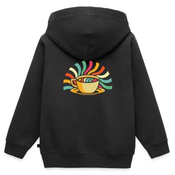 Kaffee Cafe - Kinder Premium Organic Zip Hoodie - Schwarz - Hinten - AI Model Kid Male (0cm)
