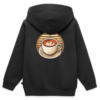 Kaffee Cafe - Kinder Premium Organic Zip Hoodie - Schwarz - Hinten - AI Model Kid Male (0cm)