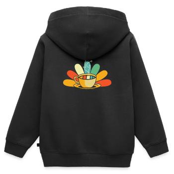 Kaffee Cafe - Kinder Premium Organic Zip Hoodie - Schwarz - Hinten - AI Model Kid Male (0cm)