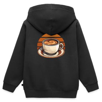 Kaffee Cafe - Kinder Premium Organic Zip Hoodie - Schwarz - Hinten - AI Model Kid Male (0cm)