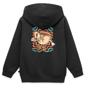 Kaffee Cafe - Kinder Premium Organic Zip Hoodie - Schwarz - Hinten - AI Model Kid Male (0cm)