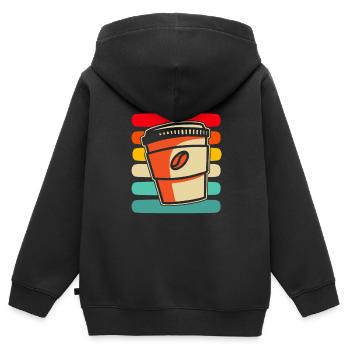 Kaffee Cafe - Kinder Premium Organic Zip Hoodie - Schwarz - Hinten - AI Model Kid Male (0cm)
