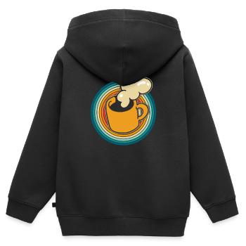 Kaffee Cafe - Kinder Premium Organic Zip Hoodie - Schwarz - Hinten - AI Model Kid Male (0cm)