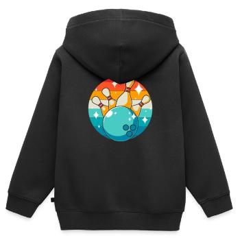 Bowling Bowlen Bowler - Kinder Premium Organic Zip Hoodie - Schwarz - Hinten - AI Model Kid Male (0cm)