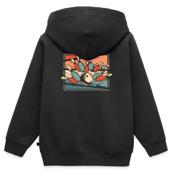 Bowling Bowlen Bowler - Kinder Premium Organic Zip Hoodie - Schwarz - Hinten - AI Model Kid Male (0cm)