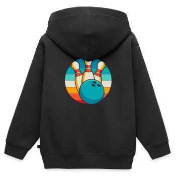 Bowling Bowlen Bowler - Kinder Premium Organic Zip Hoodie - Schwarz - Hinten - AI Model Kid Male (0cm)