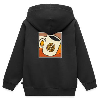 Kaffee Cafe - Kinder Premium Organic Zip Hoodie - Schwarz - Hinten - AI Model Kid Male (0cm)