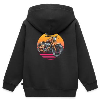 Moto Motard Motard - Sweat Premium à capuche zippé enfant bio - noir - Dos - AI Model Kid Male (0cm)