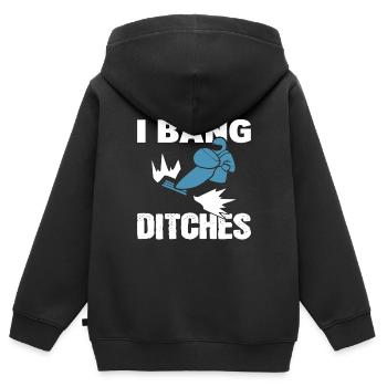 I Bang Ditches Winter Sportliebhaber - Kinder Premium Organic Zip Hoodie - Schwarz - Hinten - AI Model Kid Male (0cm)