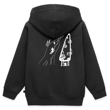 Ski - Sweat Premium à capuche zippé enfant bio - noir - Dos - AI Model Kid Male (0cm)