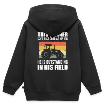 Lustiger Bauer Landwirt - Kinder Premium Organic Zip Hoodie - Schwarz - Hinten - AI Model Kid Male (0cm)