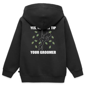Yes, You May Tip Your Groomer Hundefrisör - Kinder Premium Organic Zip Hoodie - Schwarz - Hinten - AI Model Kid Male (0cm)