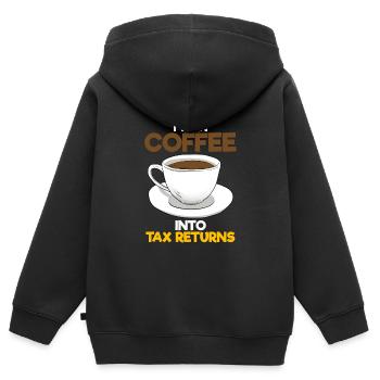 I Turn Coffee Into Tax Returns Wirtschaftsprüfer - Kinder Premium Organic Zip Hoodie - Schwarz - Hinten - AI Model Kid Male (0cm)