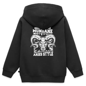 Bélier - Sweat Premium à capuche zippé enfant bio - noir - Dos - AI Model Kid Male (0cm)
